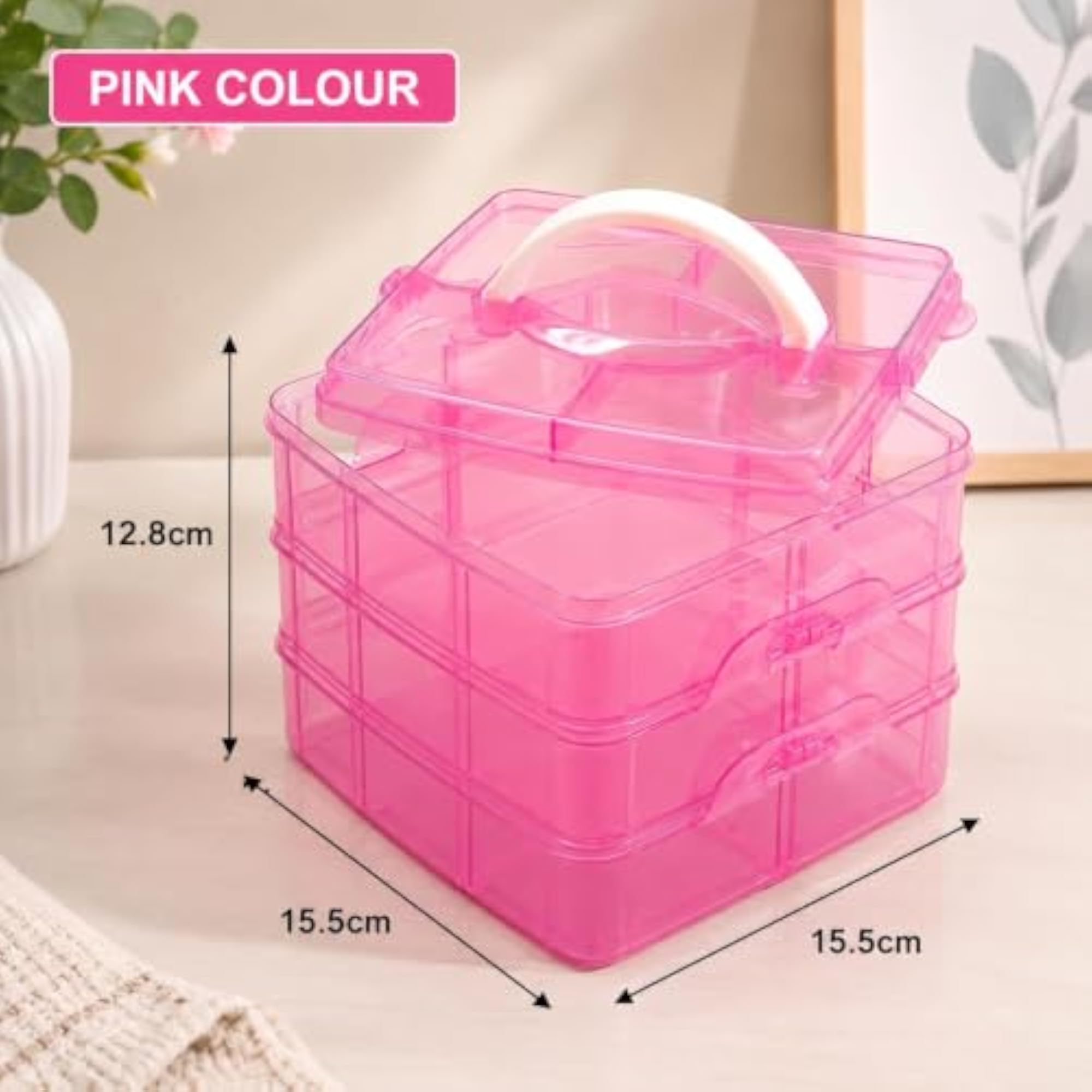 Plastic Transparent 3 Layer Jewelry Storage Box, 18 Grid Organizer